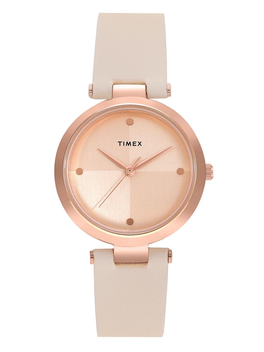 timex women rose gold-toned analogue watch - twel11817