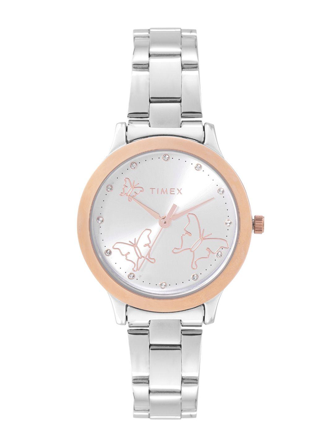 timex women silver-toned analogue watch - tw000t634