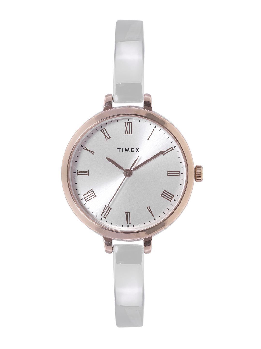 timex women silver-toned analogue watch twel12819