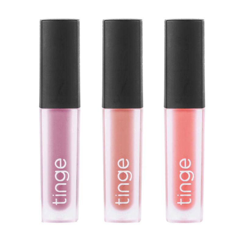 tinge liquid matte lipstick hear my voice wine nude light cherry - set of 3
