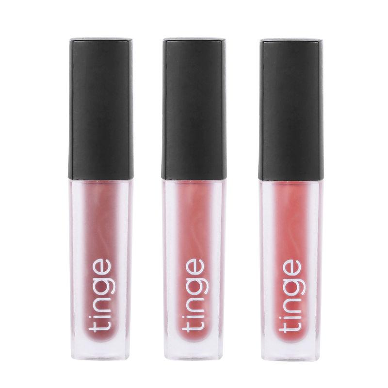 tinge liquid matte lipstick louder nude pink light orange - set of 3