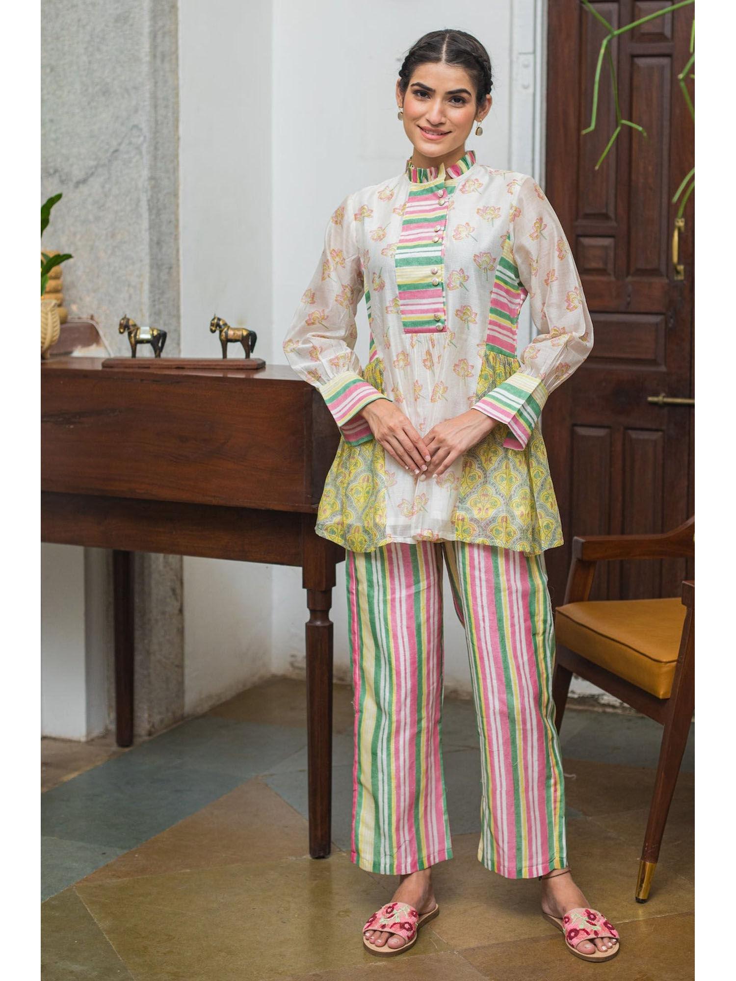 tinka chandheri multi-color kurta