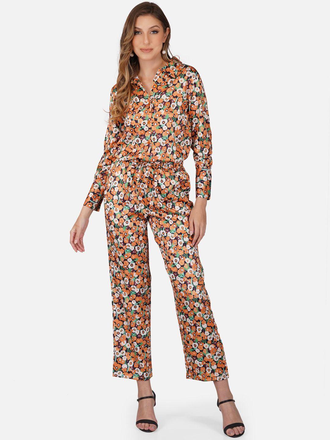 tinted women floral print shirt & trouser co-ord set