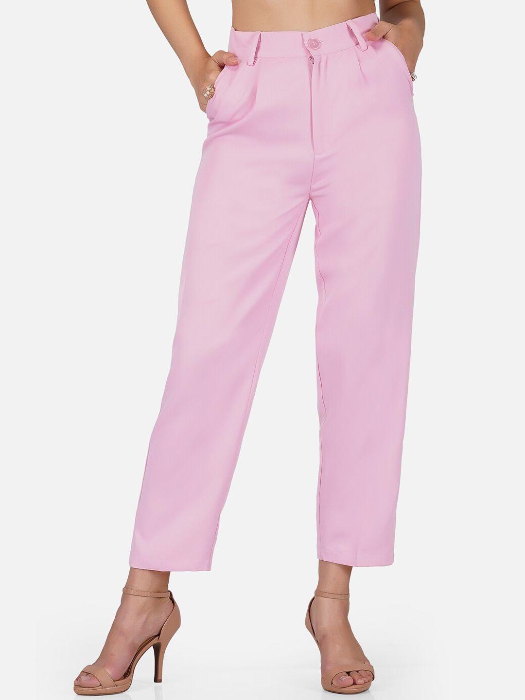 tinted women pink pencil high-rise pleated trousers