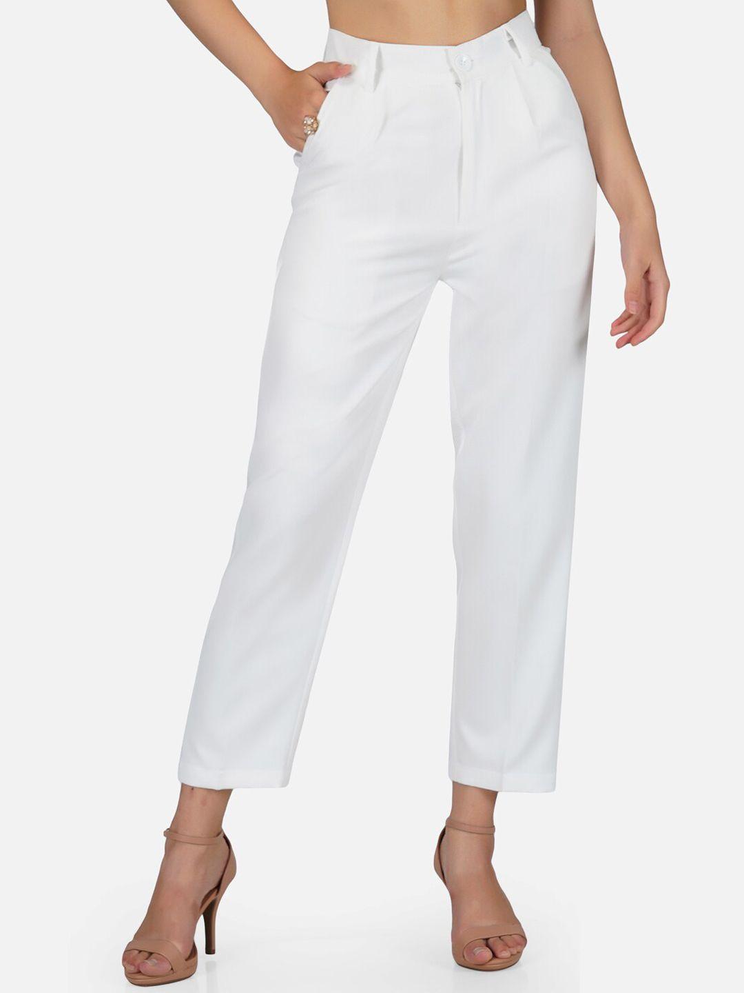 tinted women white pencil high-rise trousers