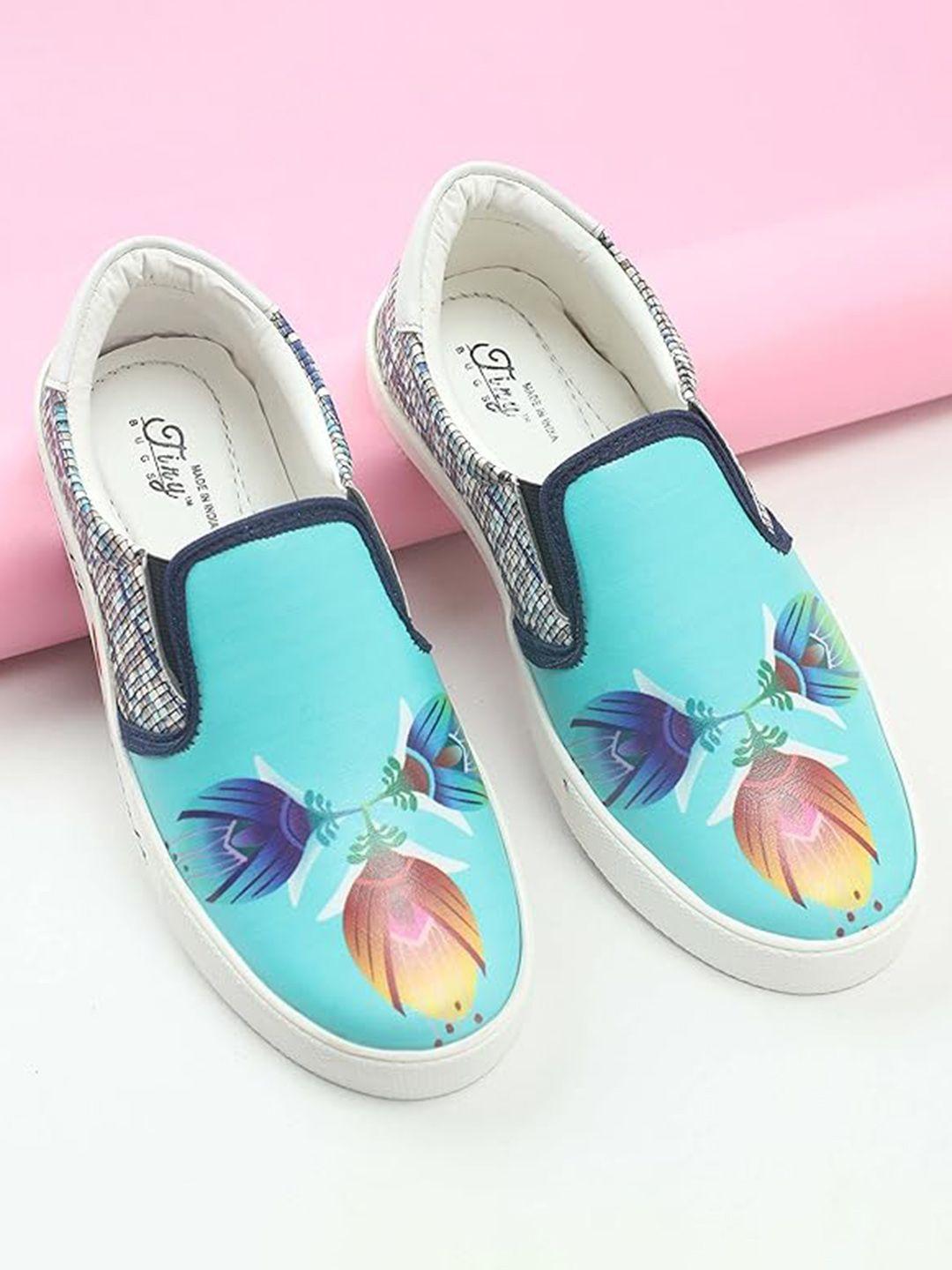 tiny bugs girls printed contrast sole slip-on sneakers