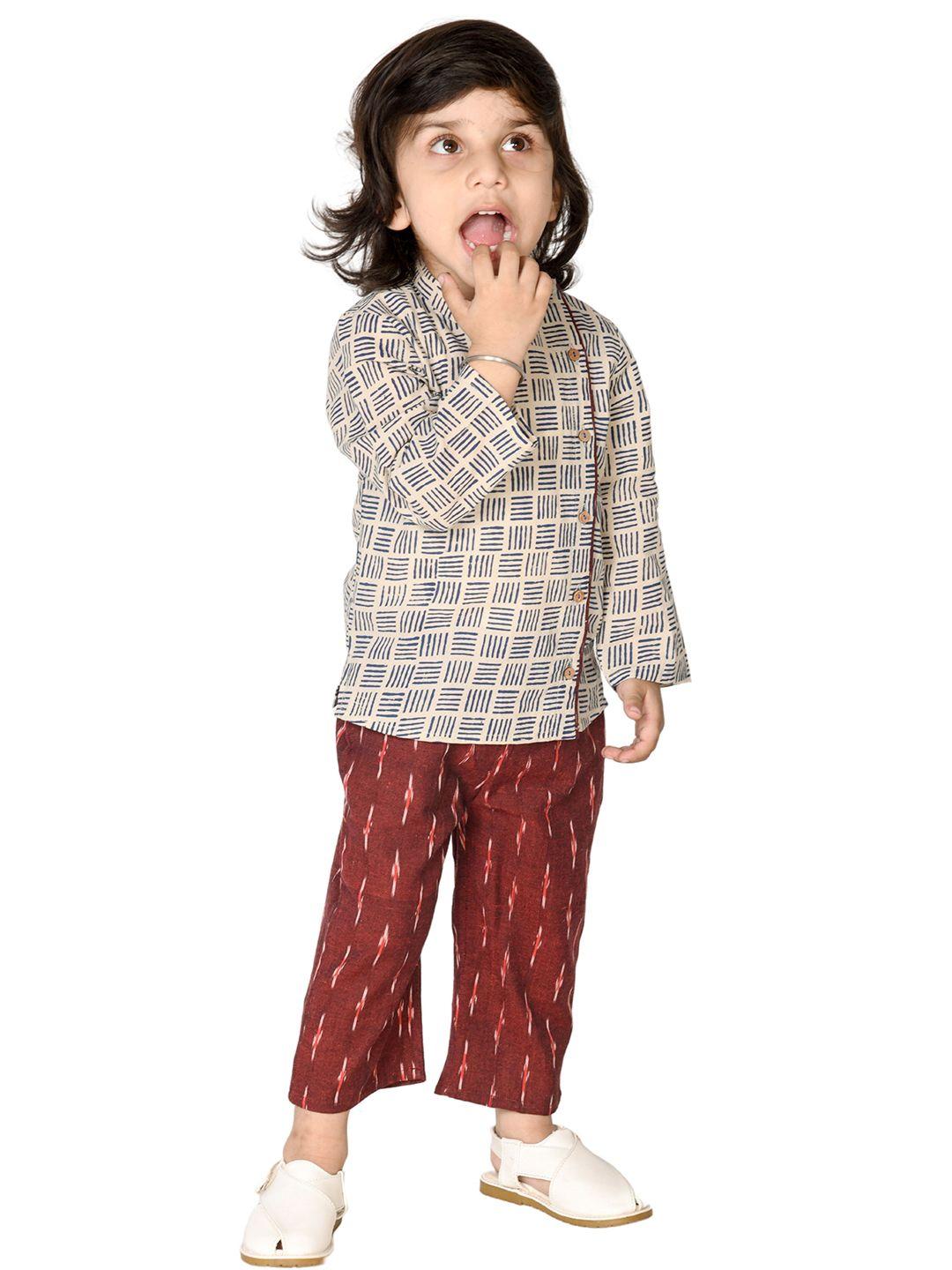 tiny bunnies boys printed pure cotton shirt with trousers