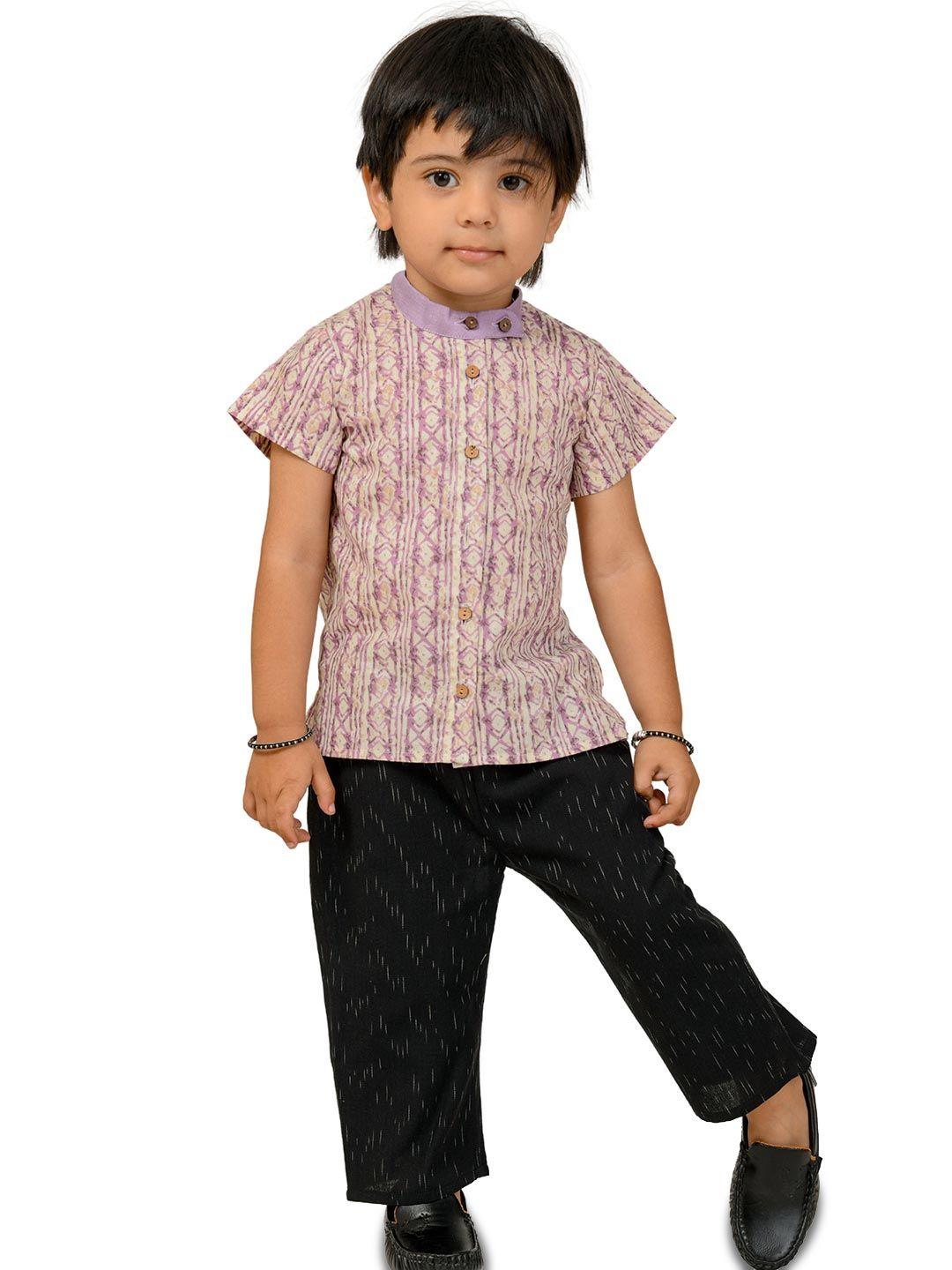 tiny bunnies boys printed pure cotton top with trousers