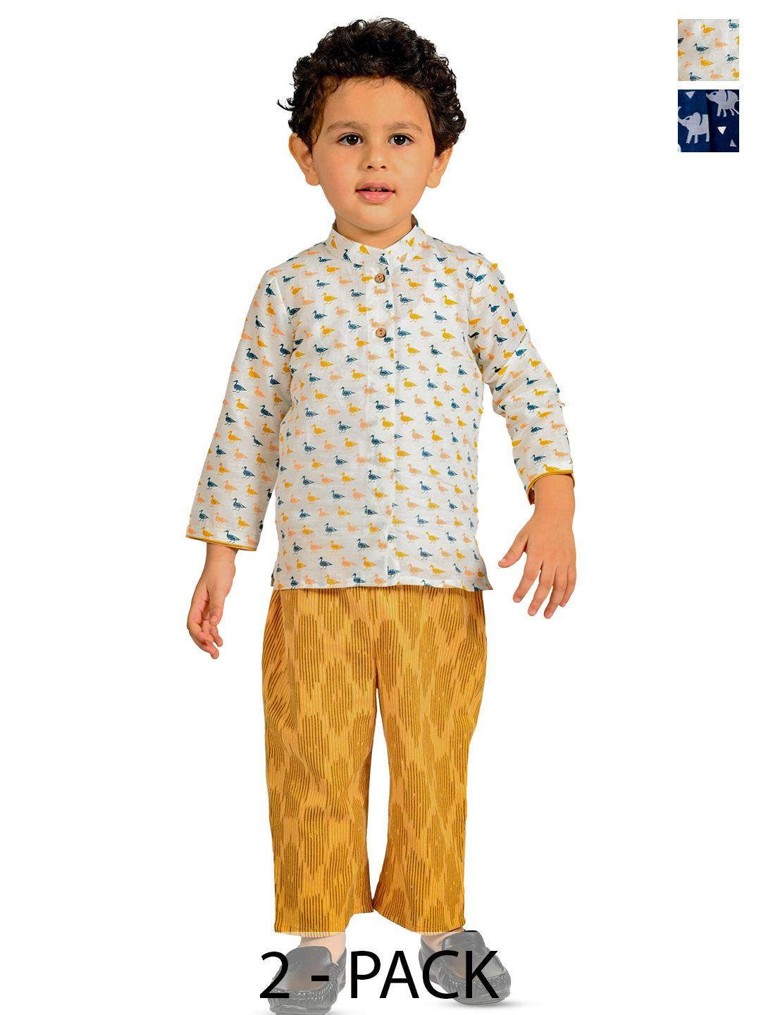 tiny bunnies boys printed shirt with trousers
