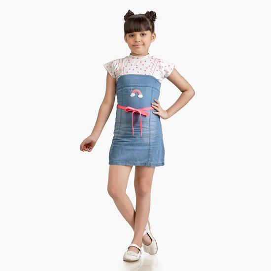 tiny girl appliqued denim dress