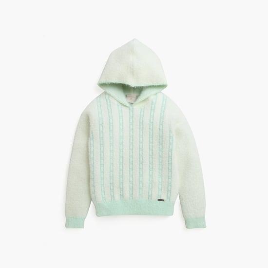 tiny girl geometric patterned hooded sweater