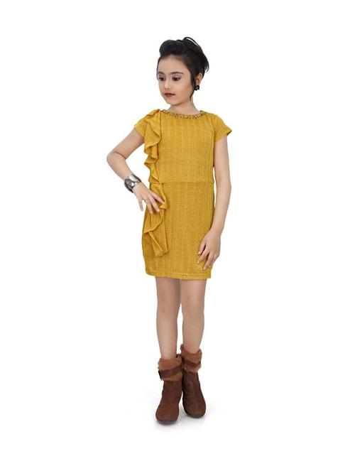 tiny girl kids mustard embellished dress