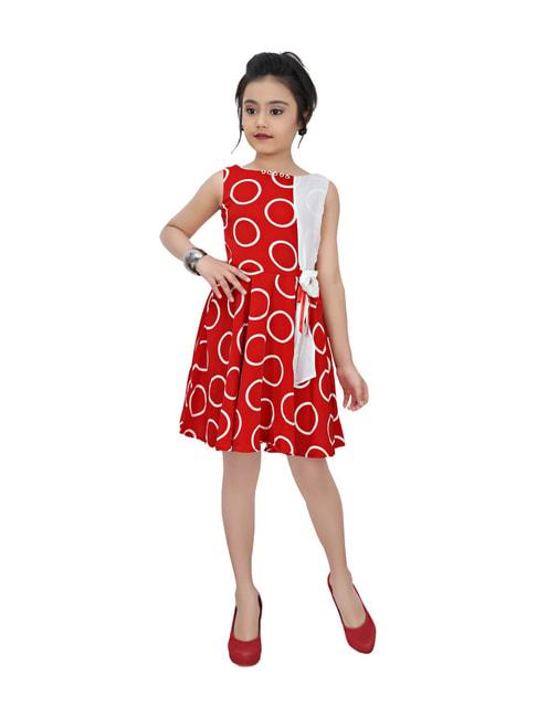 tiny girl kids red floral print dress