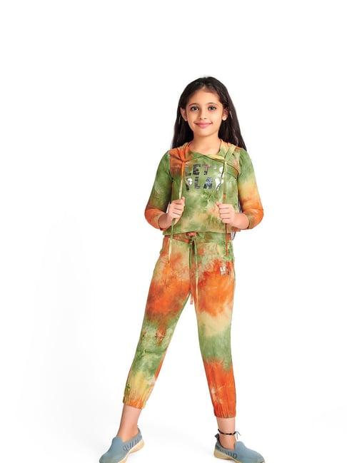 tiny girl multicolor printed full sleeves t-shirt with joggers