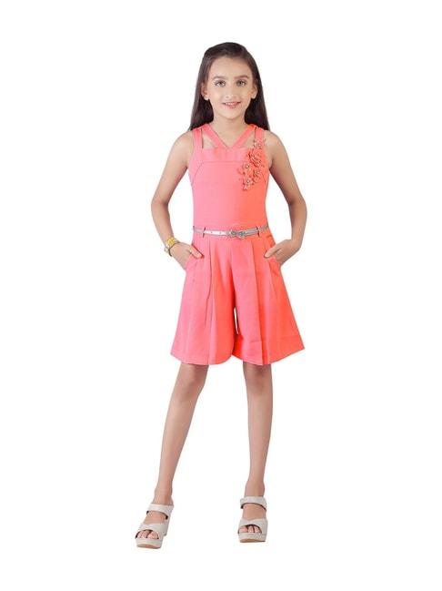 tiny girl peach applique jumper dress