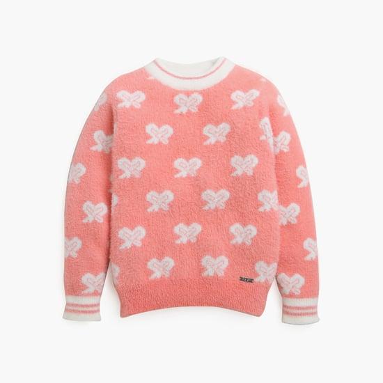 tiny girl printed pullover sweater