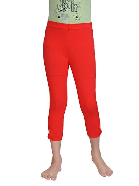 tiny girl red solid leggings
