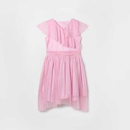 tiny girl ruffled sleeveless asymmetric dress