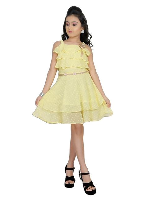 tiny girl yellow embroidered dress