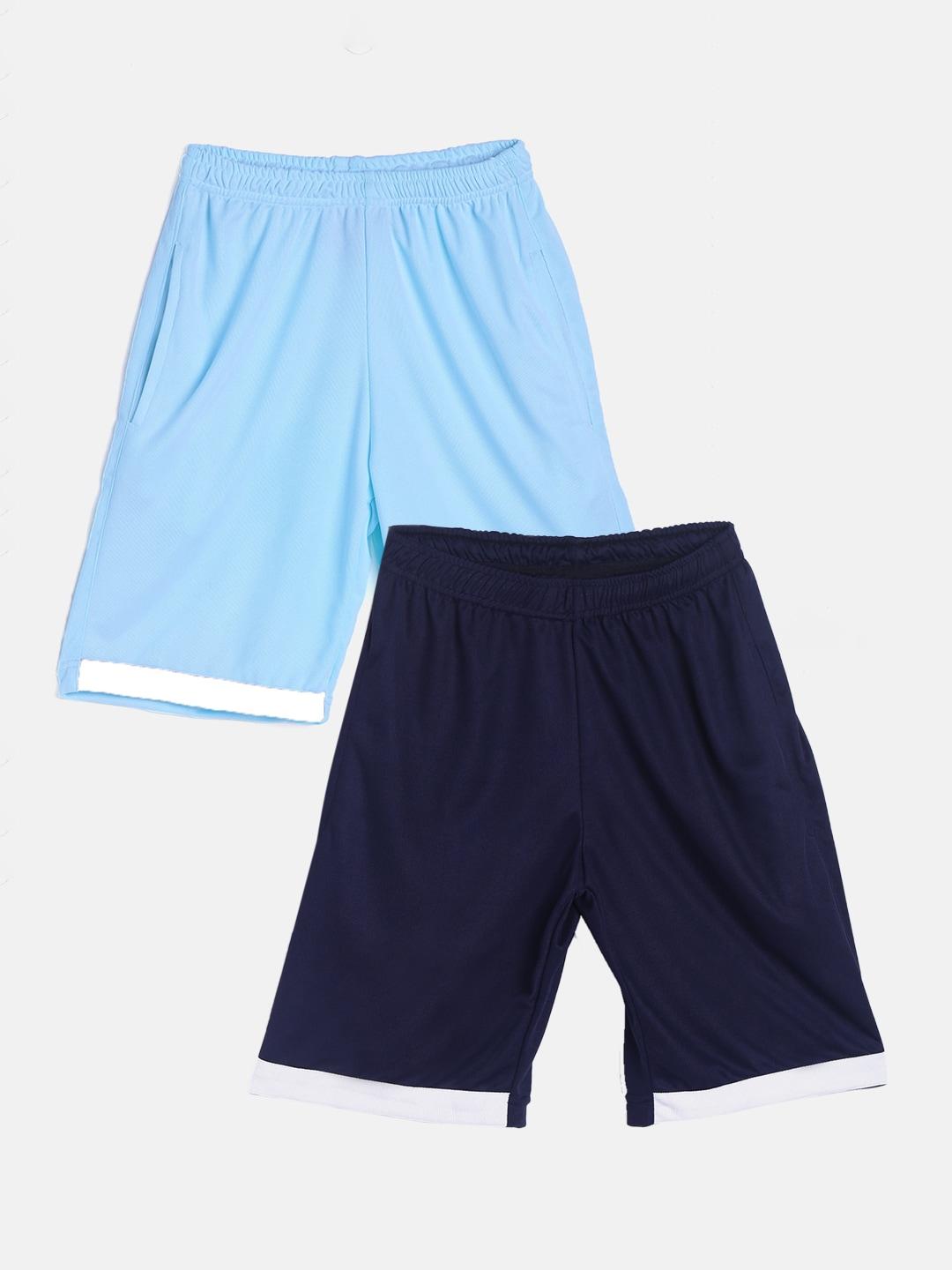 tiny hug boys pack of 2 blue high-rise outdoor sports shorts