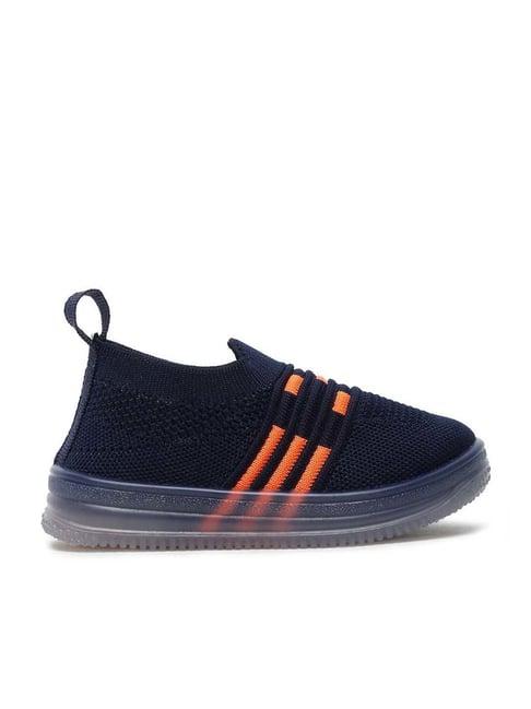 tiny bugs kids navy & orange casual sneakers