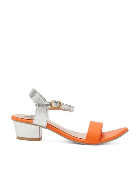 tiny bugs kids orange & silver ankle strap sandals