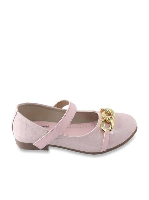 tiny bugs kids pink chain embellished mary jane shoes