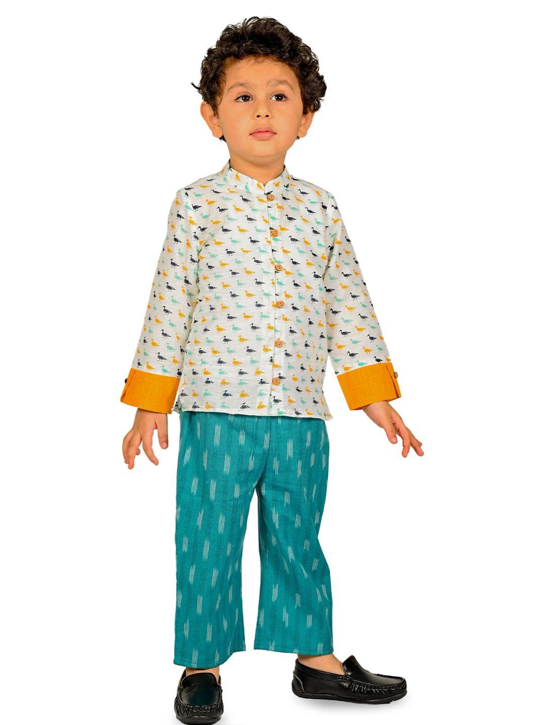 tiny bunnies boys ethnic motifs printed shirt with trousers