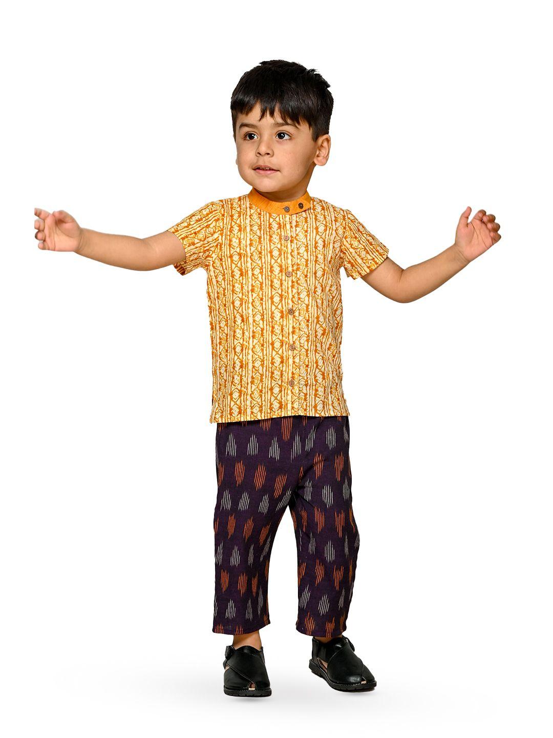 tiny bunnies boys printed pure cotton shirt with trousers