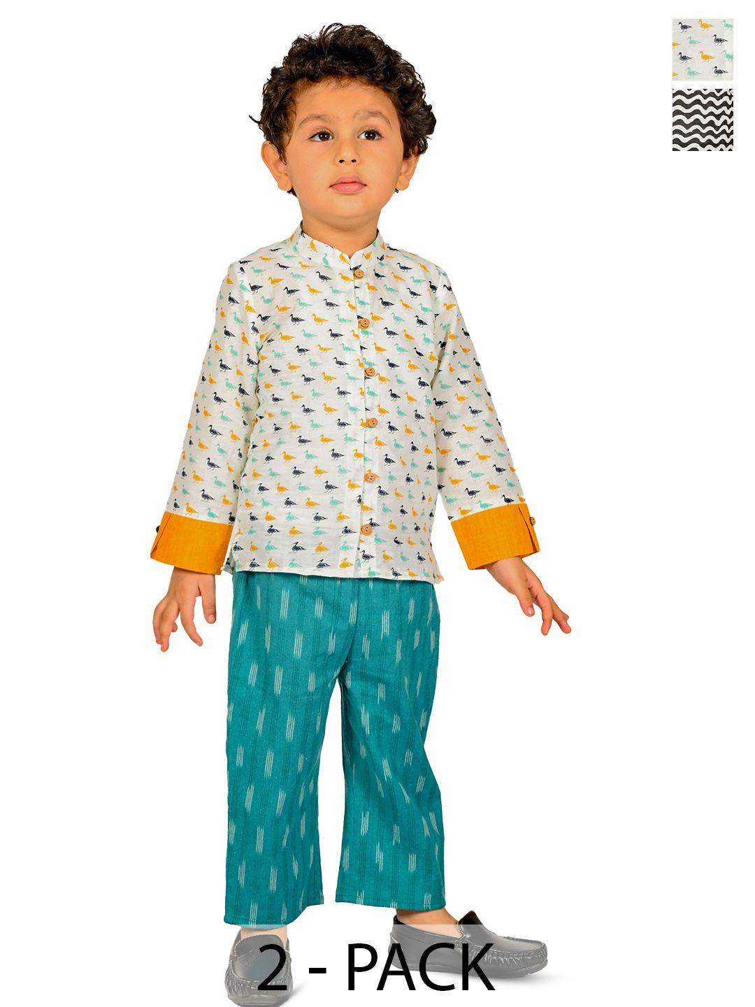 tiny bunnies boys printed shirt with trousers