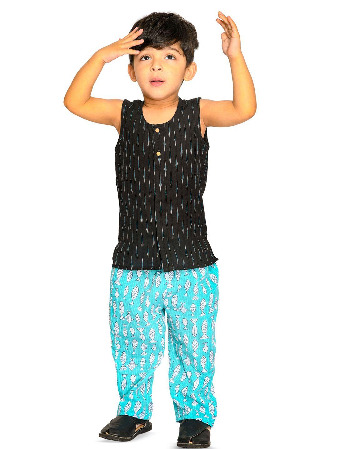 tiny bunnies boys round neck sleeveless pure cotton shirt with trouser