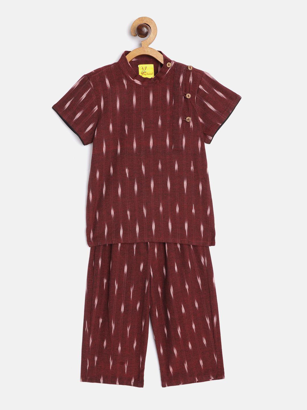 tiny bunnies unisex kids maroon & maroon top with pyjamas