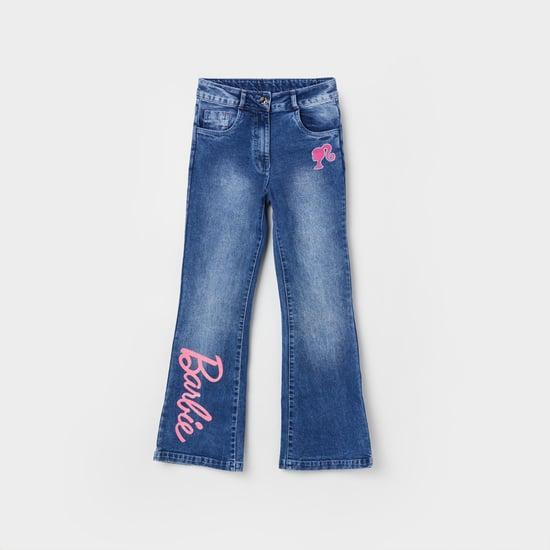tiny girl barbie print bootcut jeans