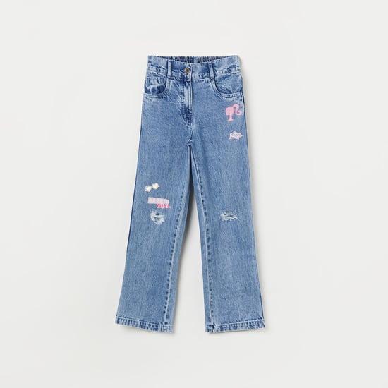 tiny girl barbie printed comfort fit jeans