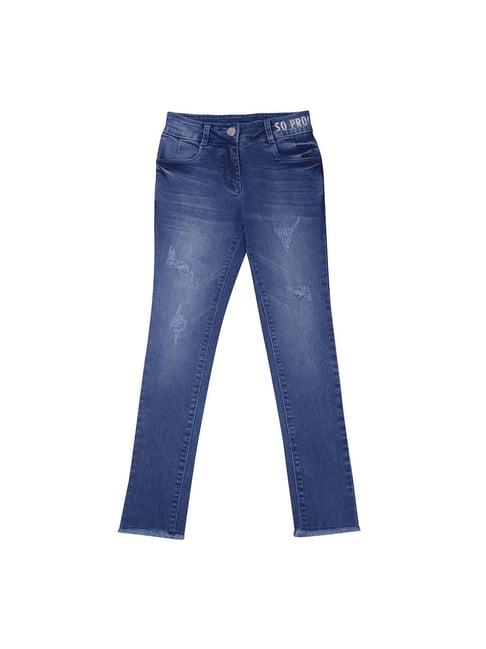 tiny girl blue distressed jeans