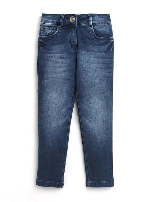 tiny girl blue solid jeans
