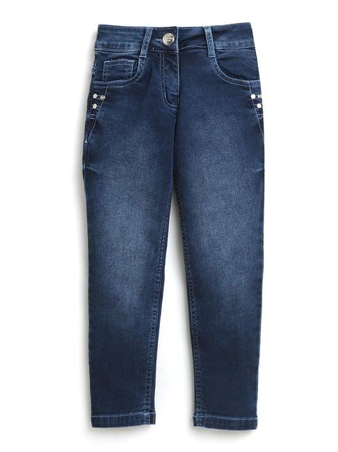 tiny girl blue solid jeans