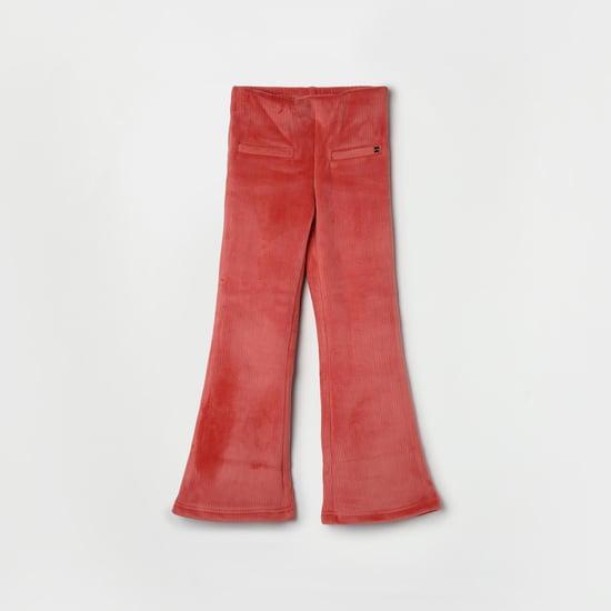 tiny girl corduroy textured flared trousers