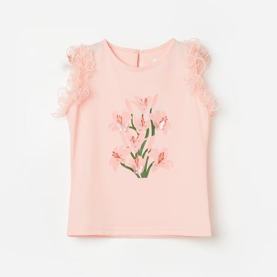 tiny girl embellished round neck top