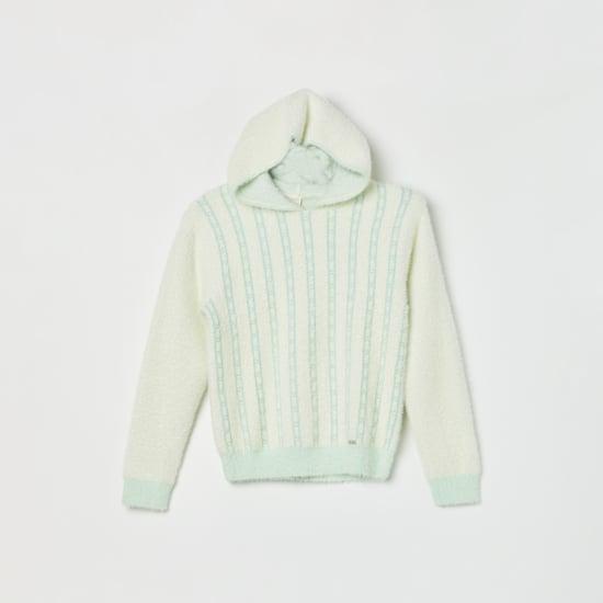 tiny girl geometric knit hooded sweater