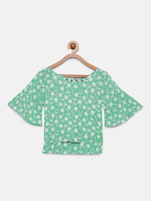 tiny girl green printed top