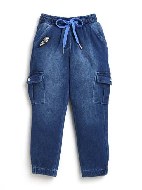 tiny girl kids blue washed jeans