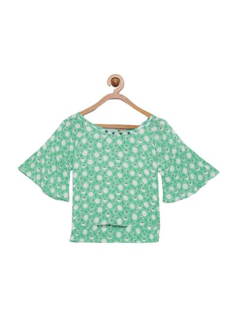 tiny girl kids green printed top