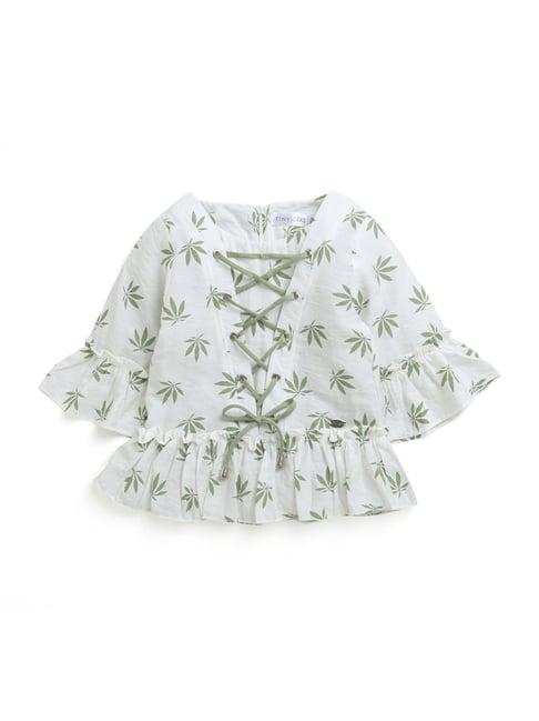 tiny girl kids mint green printed top