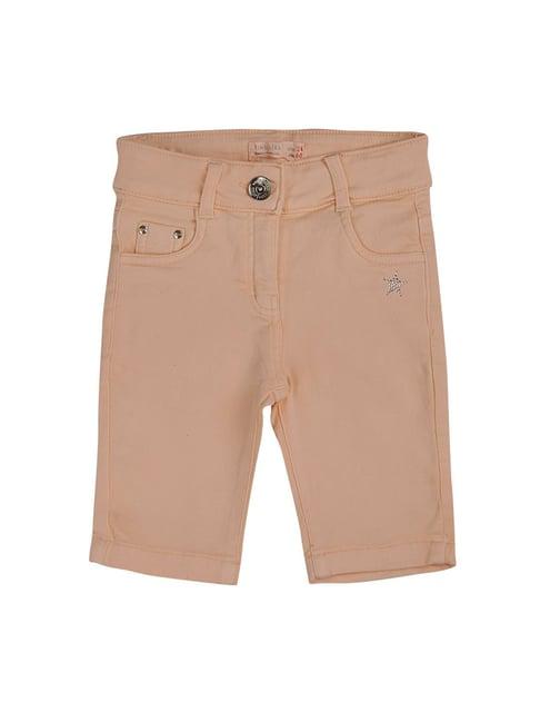 tiny girl kids peach solid shorts
