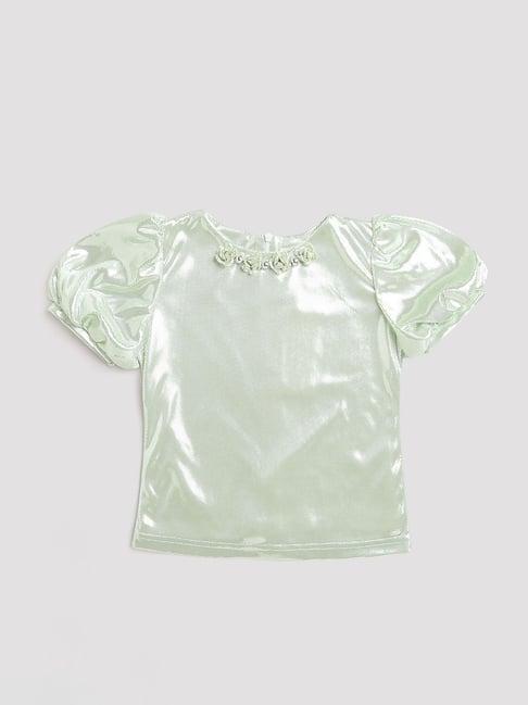 tiny girl light green solid top