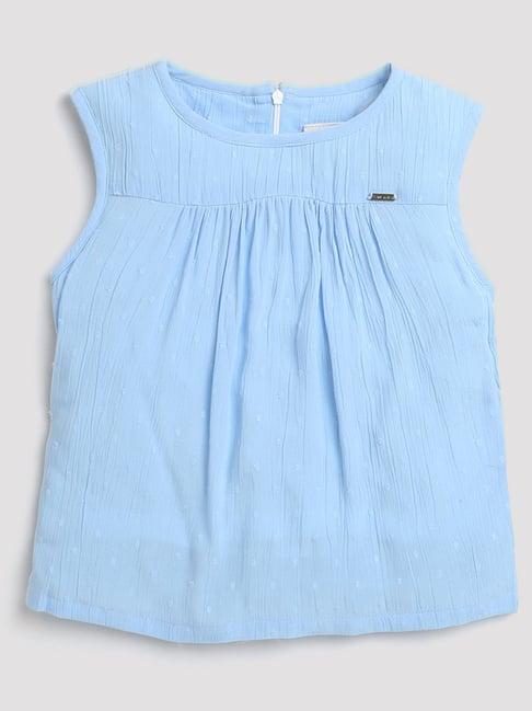 tiny girl powder blue cotton regular fit top