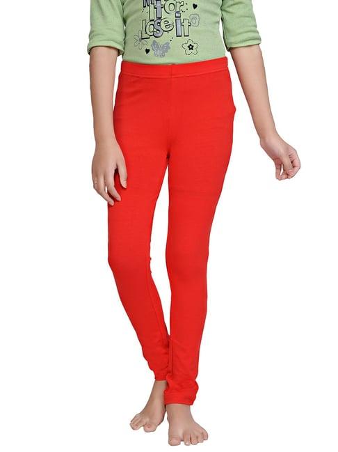tiny girl red solid leggings