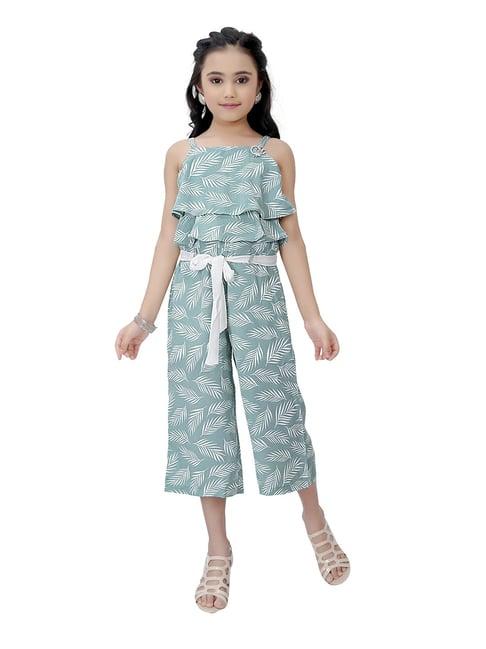 tiny girl sage green printed jumpsuit