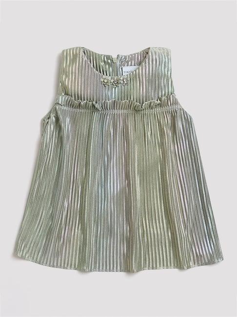 tiny girl sage green solid top